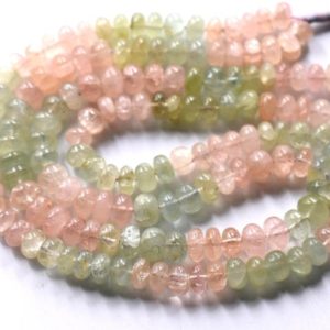 Shop Morganite Rondelle Beads! Morganite Smooth Rondelle Shape Beads Size 8X7 MM 14"Inches Natural Morganite Gemstone Wholesale Price | Natural genuine rondelle Morganite beads for beading and jewelry making.  #jewelry #beads #beadedjewelry #diyjewelry #jewelrymaking #beadstore #beading #affiliate #ad