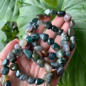 Shop Moss Agate Bracelets! Chunky Moss agate bracelet, crystal bracelet, crystal jewelry, gemstone jewelry | Natural genuine Moss Agate bracelets. Buy crystal jewelry, handmade handcrafted artisan jewelry for women.  Unique handmade gift ideas. #jewelry #beadedbracelets #beadedjewelry #gift #shopping #handmadejewelry #fashion #style #product #bracelets #affiliate #ad