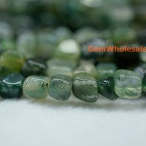 Shop Moss Agate Chip & Nugget Beads! 15.5" 3~5mm Natural green Moss agate pebbles beads, small Moss agate pebbles, Moss agate potato beads, small nugget beads | Natural genuine chip Moss Agate beads for beading and jewelry making.  #jewelry #beads #beadedjewelry #diyjewelry #jewelrymaking #beadstore #beading #affiliate #ad