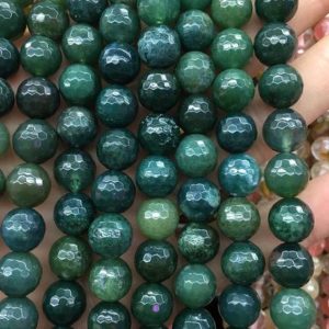 Shop Moss Agate Faceted Beads! Moss Agate Faceted Beads, Natural Gemstone Beads, Round Stone Beads 4mm 6mm 8mm 10mm 15'' | Natural genuine faceted Moss Agate beads for beading and jewelry making.  #jewelry #beads #beadedjewelry #diyjewelry #jewelrymaking #beadstore #beading #affiliate #ad