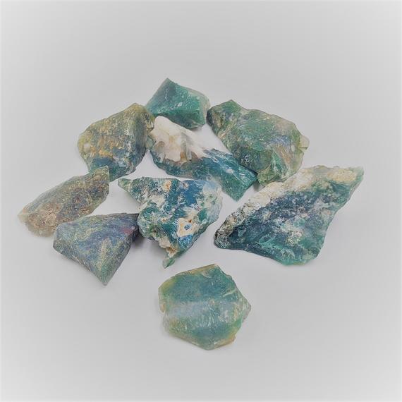 Moss Agate Raw Stone, 5 Piece Lot   Moss Agate Natural Gemstone Raw, Healing  Raw 25 To 30 Mm Size 6 To 10 Gram Approx. Each Pc