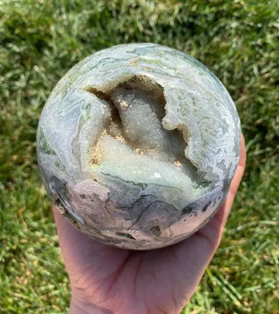 Moss Agate Sphere - Moss Agate Stone - Tumbled Stones - Moss Agate Crystal - Healing Crystals And Stones - Moss Agate Stone Sphere #5