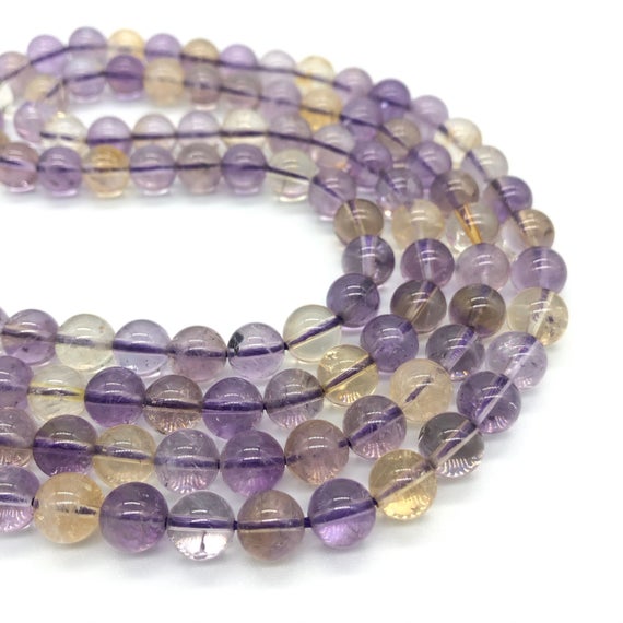 Natural Ametrine Beads, Grade Aaa Round Smooth Ametrine Beads, Genuine Beads, Crystal Quartz Beads, 6mm, 8mm, 10mm