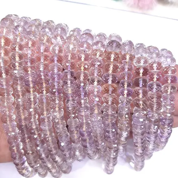 Natural Ametrine Faceted Rondelle Beads , Aaa Yellow Purple Ametrine Rondelle Cut Beads For Jewelry Origin Bolivia (south America)
