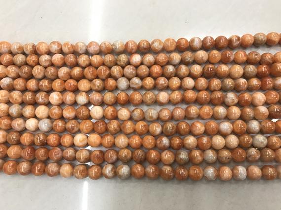 Natural Calcite 6mm - 10mm Round Orange Genuine Gemstone Loose Beads 15 Inch Jewelry Supply Bracelet Necklace Material Support Wholesale
