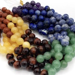 Shop Chakra Beads! Natural chakra stone bead . 4mm 6mm 8mm 10mm 12mm Round Bead . 7 chakra stone bead . rainbow color chakra bead. Heating crystals . Gemstone | Shop jewelry making and beading supplies, tools & findings for DIY jewelry making and crafts. #jewelrymaking #diyjewelry #jewelrycrafts #jewelrysupplies #beading #affiliate #ad