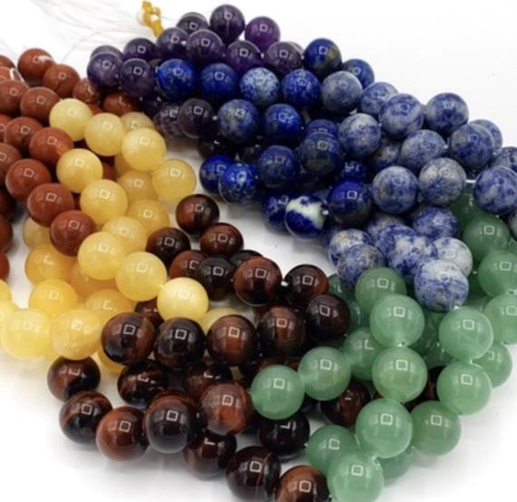 Natural Chakra Stone Bead . 4mm 6mm 8mm 10mm 12mm Round Bead . 7 Chakra Stone Bead . Rainbow Color Chakra Bead. Heating Crystals . Gemstone Natural Chakra Stone Bead . 4mm 6mm 8mm 10mm 12mm Round Bead . 7 Chakra Stone Bead . Rainbow Color Chakra Bead. Heating Crystals . Gemstone