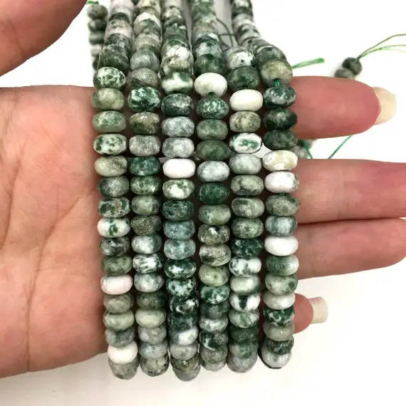 Natural Ocean Jasper Green Agate Highly Polished Faceted Rondelle Shape Gemstone Loose Beads For Jewelry Making & Design Aaa Quality 16inch