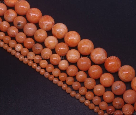 Natural Orange Calcite Gemstone Round Ball Loose Spacer Beads 4mm 6mm 8mm 10mm 12mm 15.5" Strand