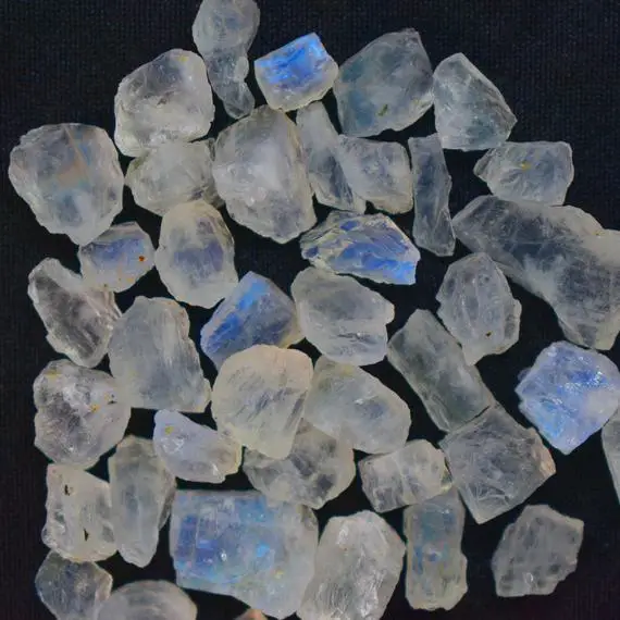 Natural Rainbow Moonstone Unshaped Raw Gemstone 6x7mm To 8x14mm Moonstone Uncut Raw Jewelry Making Gemstone Raw Rough Stone Price Per Set