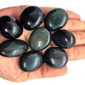 Natural Rainbow Eye Obsidian gemstone Cabochon, Obsidian Jewelry – Obsidian cabochon, Gemstones – Multi Jewelry Making Stone, Loose Gemstone | Natural genuine stones & crystals in various shapes & sizes. Buy raw cut, tumbled, or polished gemstones for making jewelry or crystal healing energy vibration raising reiki stones. #crystals #gemstones #crystalhealing #crystalsandgemstones #energyhealing #affiliate #ad