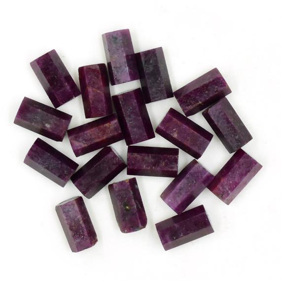 Natural Ruby Fancy Gemstone 5x10 Mm Faceted Pillar Handmade Making Jewelry Loose Gemstone Faceted Fancy Stone For Jewelry 5 Pieces Supplies