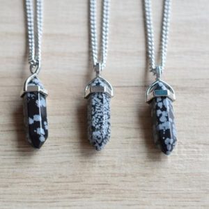 Obsidian necklace, crystal point healing necklace, snowflake obsidian crystal jewelry, obsidian crystal healing | Natural genuine Gemstone necklaces. Buy crystal jewelry, handmade handcrafted artisan jewelry for women.  Unique handmade gift ideas. #jewelry #beadednecklaces #beadedjewelry #gift #shopping #handmadejewelry #fashion #style #product #necklaces #affiliate #ad