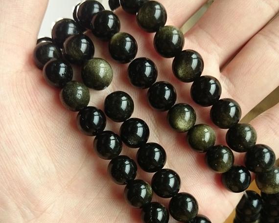 Gold Obsidian Beads, Natural Gemstone Beads, Round Loose Stone Beads 6mm 8mm 10mm 12mm 14mm 16mm 18mm 15''