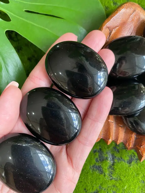 Small Obsidian Palmstone , Orb, Palm Stone, Black Obsidian