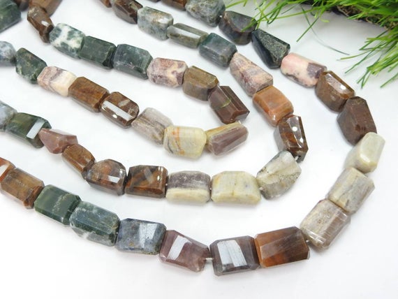 Ocean Jasper Faceted 13 Inch Tumble,nugget,loose Stone,handmade 17x11to11x11mm Approx Wholesale Price New Arrival (bsj)tu5