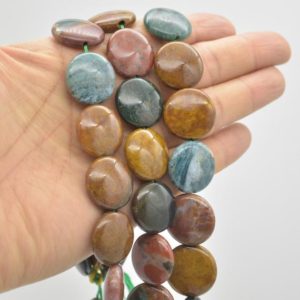 High Quality Natural Grade A Ocean Jasper Semi-precious Gemstone Disc Coin Beads – 20mm – 15" strand | Natural genuine other-shape Gemstone beads for beading and jewelry making.  #jewelry #beads #beadedjewelry #diyjewelry #jewelrymaking #beadstore #beading #affiliate #ad