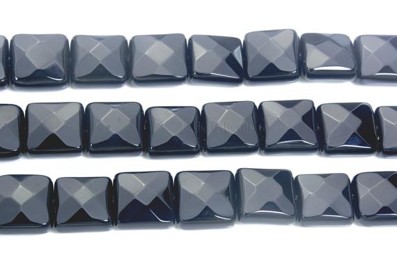 Faceted Square Onyx Beads - Natural Black Onyx Pillow Beads - Black Gemstone Jewellery Beads - Black Beads For Bracelet Making -15inch