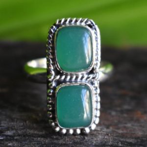 Shop Onyx Rings! 925 silver natural green onyx ring-green onyx ring-onyx ring-double green onyx ring-natural onyx ring-handmade ring-ring for women | Natural genuine Onyx rings, simple unique handcrafted gemstone rings. #rings #jewelry #shopping #gift #handmade #fashion #style #affiliate #ad