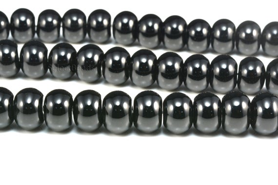 Black Onyx Beads - Black Onyx Gemstone - Jewelry Making Supplies - Spacer Beads For Jewelry Making - Smooth Rondelle Beads - 15 Inch