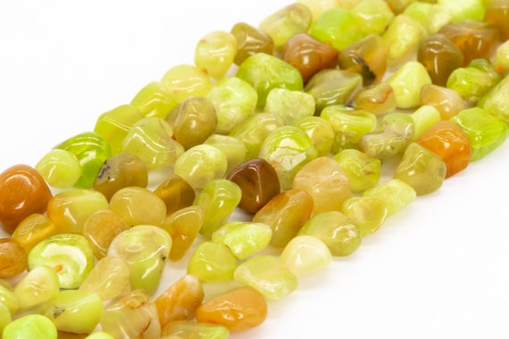 Genuine Natural Green Yellow Opal Loose Beads Pebble Nugget Shape 7x6mm
