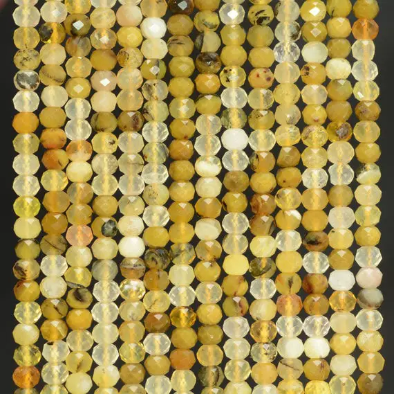3x2mm Yellow Opal Gemstone Grade Aaa Micro Faceted Rondelle Loose Beads 15.5 Inch Full Strand (80010001-a201)