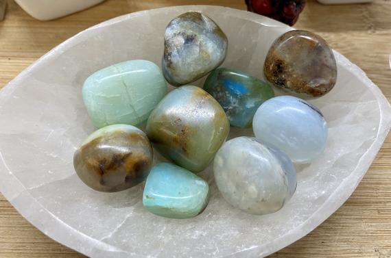 Tumbled Blue Opal Stone Crystal Polished Geode Healing