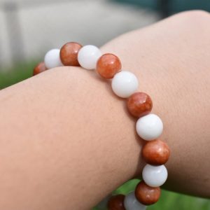 Shop Orange Calcite Jewelry! Orange Calcite And White Chalcedony Beaded Bracelet Mix | Beaded Bracelets | Bracelet Mix | Orange Calcite | White Chalcedony | | Natural genuine Orange Calcite jewelry. Buy crystal jewelry, handmade handcrafted artisan jewelry for women.  Unique handmade gift ideas. #jewelry #beadedjewelry #beadedjewelry #gift #shopping #handmadejewelry #fashion #style #product #jewelry #affiliate #ad