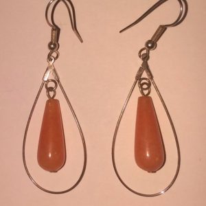 Shop Orange Calcite Jewelry! Orange Calcite Drop Earrings – 2 and 1/2 inches with silver loop and French Ear Wires | Natural genuine Orange Calcite jewelry. Buy crystal jewelry, handmade handcrafted artisan jewelry for women.  Unique handmade gift ideas. #jewelry #beadedjewelry #beadedjewelry #gift #shopping #handmadejewelry #fashion #style #product #jewelry #affiliate #ad