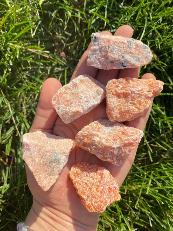 Raw Orange Calcite Crystals (0.5" - 1.5") Rough Orange Calcite - Raw Orange Calcite - Healing Crystals - Raw Orchid Calcite - Calcite Raw