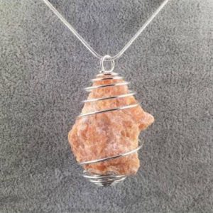 ORANGE CALCITE Rough Pendant Hand Made on Silver Plated Spiral Minerals Healing | Natural genuine Orange Calcite pendants. Buy crystal jewelry, handmade handcrafted artisan jewelry for women.  Unique handmade gift ideas. #jewelry #beadedpendants #beadedjewelry #gift #shopping #handmadejewelry #fashion #style #product #pendants #affiliate #ad