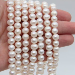 7~8mm AA Round Potato Pearl Beads,Pearl Strand Beads,Freshwater Pearl Necklaces Beads,Genuine White Pearl Beads,Freshwater Pearl Wholesale. | Natural genuine Gemstone jewelry. Buy crystal jewelry, handmade handcrafted artisan jewelry for women.  Unique handmade gift ideas. #jewelry #beadedjewelry #beadedjewelry #gift #shopping #handmadejewelry #fashion #style #product #jewelry #affiliate #ad