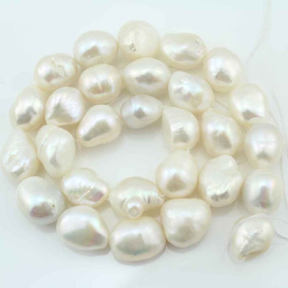 Aa 12-15mm White Baroque Nugget Pearl Beads,large Freshwater Natural Pearl Beads,loose Pearl For Jewellery Making-28 Pcs-15.5 In-fs100
