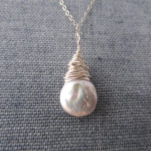 Shop Pearl Pendants! Pearl Necklace, wire wrapped pearl pendant, silver pearl tear drop | Natural genuine Pearl pendants. Buy crystal jewelry, handmade handcrafted artisan jewelry for women.  Unique handmade gift ideas. #jewelry #beadedpendants #beadedjewelry #gift #shopping #handmadejewelry #fashion #style #product #pendants #affiliate #ad