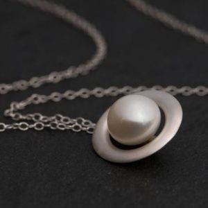 Shop Pearl Pendants! White Pearl Necklace in Silver, Gift For Her, South Sea Pearl Pendant | Natural genuine Pearl pendants. Buy crystal jewelry, handmade handcrafted artisan jewelry for women.  Unique handmade gift ideas. #jewelry #beadedpendants #beadedjewelry #gift #shopping #handmadejewelry #fashion #style #product #pendants #affiliate #ad