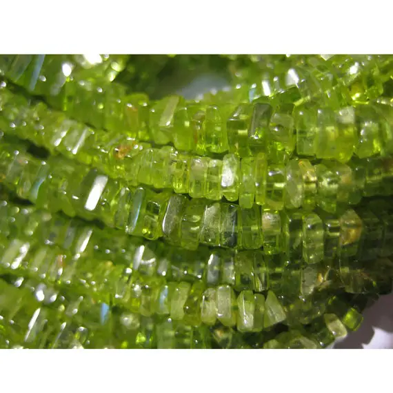 5mm Peridot Square Heishi Cut Beads, Peridot Flat Square Heishi, Peridot Heishi For Jewelry, Peridot Green Gems (8in To 16in Options)