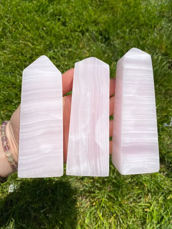 Mangano Calcite Point - Pink Calcite Obelisk - Mangano Calcite Tower - Pink Calcite Point - Mangano Calcite Crystal Tower From Peru