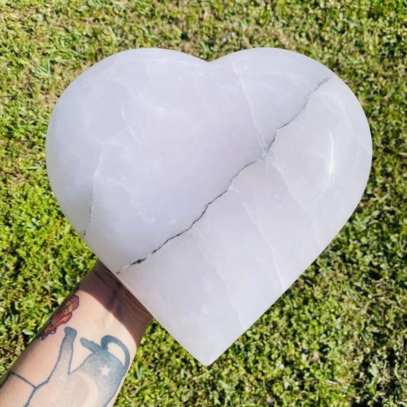 Huge Pink Calcite Heart With Stand, Mangano Calcite Heart, Pink Calcite, Mangano, Crystal Heart, Polished Heart, Heart