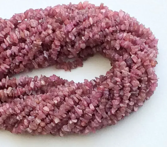 4-6mm Pink Tourmaline Chips, Pink Gemstone Chip, Natural Pink Tourmaline Beads, Tourmaline Chips For Necklace (16in To 32in Options) - Gsa45