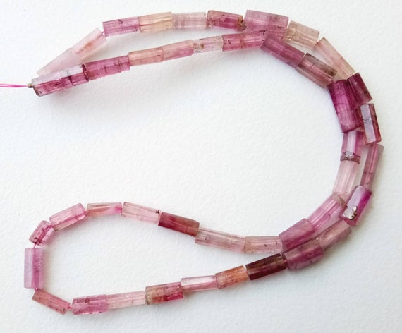 6-9mm Rare Pink Tourmaline Faceted Pipe Beads, Natural Pink Tourmaline Fancy Sticks, Pink Tourmaline Designer For Jewelry (6.5in To 13in)