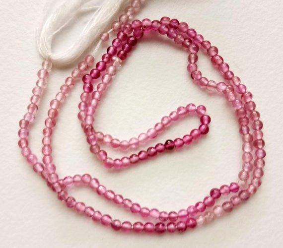 2mm Pink Tourmaline Plain Round Balls, Rare Natural Pink Tourmaline Beads, 13 Inch Strand Pink Tourmaline For Necklace - Dv5029