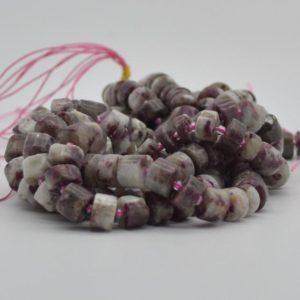 High Quality Grade A Natural Hand Polished Pink Tourmaline Semi-Precious Gemstone Rondelle / Spacer Beads – 10mm x 5mm – 15" strand | Natural genuine rondelle Pink Tourmaline beads for beading and jewelry making.  #jewelry #beads #beadedjewelry #diyjewelry #jewelrymaking #beadstore #beading #affiliate #ad