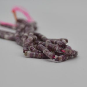 Shop Pink Tourmaline Rondelle Beads! High Quality Grade A Natural Pink Tourmaline Semi-Precious Gemstone Flat Rondelle / Disc Beads – 4mm x 2mm – 15.5" strand | Natural genuine rondelle Pink Tourmaline beads for beading and jewelry making.  #jewelry #beads #beadedjewelry #diyjewelry #jewelrymaking #beadstore #beading #affiliate #ad