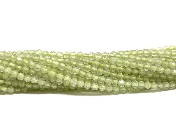 Prehnite 2-2.5 Mm Faceted Round Beads 2 Mm Green Prehnite Round Beads Natural Prehnite Round Beads Prehnite Beads Strand, Loose Gemstone