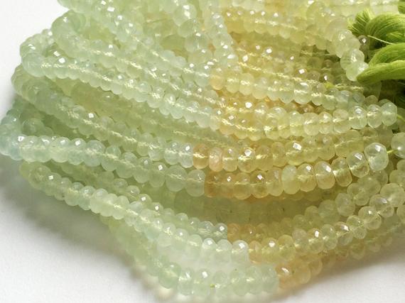 6.5-7mm Prehnite Faceted Rondelle Beads, Shaded Prehnite Beads Beads, Shaded Prehnite Rondelle For Necklace (4in To 8in Options) - Aga28