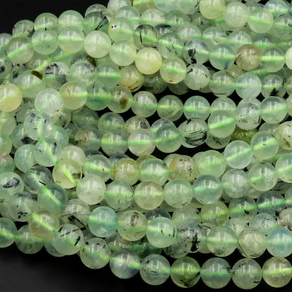 Natural Green Prehnite 4mm 6mm 8mm 10mm Smooth Round Beads 15.5" Strand