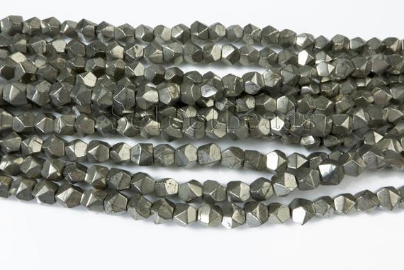 Pyrite Nugget Beads - Bronze Pyrite Beads - Smalle Nugget Spacer Beads - Faceted Spacer Beads - Faceted Spacer Beads - 6x7mm Bead - 15 Inch