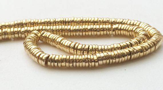 6mm Gold Pyrite Tyre Beads, Gold Pyrite Plain Spacer Beads, Gold Pyrite For Necklace, Gold Pyrite Gems (7in To 14in Options) - Agp194