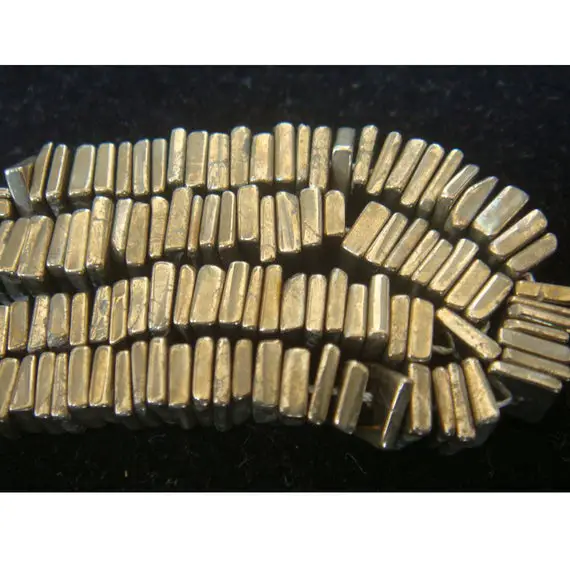 7mm Natural Pyrite Heishi Beads, Pyrite Square Heishi Beads, Pyrite Spacer Beads, Natural Pyrite For Necklace (4in To 16in Options)