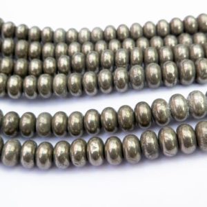 golden natural pyrite beads – genuine pyrite beads – pyrite spacer beads – quality gemstone smooth beads – smooth  rondelle beads -15inch | Natural genuine rondelle Gemstone beads for beading and jewelry making.  #jewelry #beads #beadedjewelry #diyjewelry #jewelrymaking #beadstore #beading #affiliate #ad
